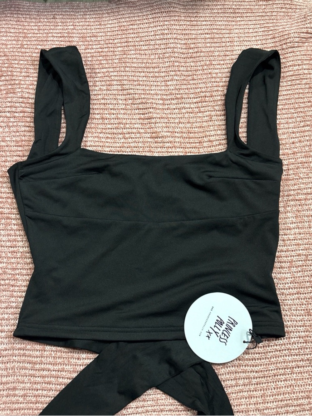 Princess Polly Black Square Neck Crop Top